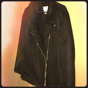 NWOT - Plus Size Black Sueded-Knit Moto Jacket